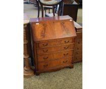 GOOD QUALITY SMALL PROPORTIONED REPRODUCTION BUREAU WITH FOUR FULL WIDTH DRAWERS WITH DROP FRONT