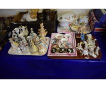 TWO TRAYS CONTAINING MIXED ORNAMENTS, CLOWN ORNAMENTS ETC (2)
