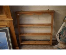 PINE FRAMED WALL MOUNTED THREE FIXED SHELF BOOKCASE