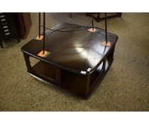 DARK STAINED ERCOL PANDORA S BOX COFFEE TABLE