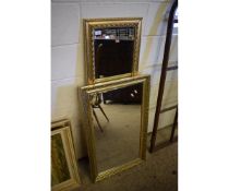 TWO GILT FRAMED MODERN MIRRORS