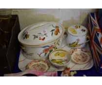 WORCESTER EVESHAM OVAL TUREEN, BOWL AND FURTHER TWO HANDLED STORAGE CONTAINER ETC