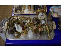 TRAY CONTAINING MODERN HORSE BRASSES, TABLE BELLS ETC