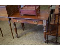 VICTORIAN MAHOGANY SINGLE DRAWER SIDE TABLE ON TURNED LEGS