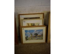 MIXED LOT OF PRINTS, WATERCOLOURS ETC