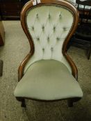 BEECHWOOD FRAMED GREEN UPHOLSTERED NURSING CHAIR