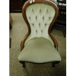 BEECHWOOD FRAMED GREEN UPHOLSTERED NURSING CHAIR