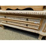 GOOD QUALITY WICKER COFFEE TABLE WITH TWO DRAWERS WITH REEDED LEGS