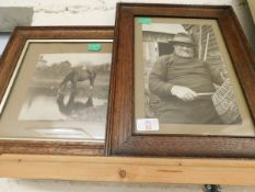 OAK FRAMED PHOTOGRAPH OF AN OLD FISHERMAN TOGETHER WITH A FURTHER DRAY HORSE ETC