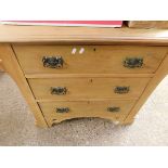 SATINWOOD THREE DRAWER CHEST WITH ART NOUVEAU STYLISED HANDLES