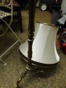 BRASS STANDARD LAMP WITH KNOBBED COLUMN AND SHADE