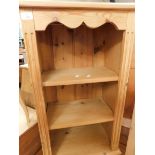 PINE FRAMED SMALL BOOKCASE WITH ADJUSTABLE SHELVES