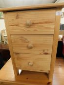 WAXED PINE THREE DRAWER BEDSIDE CABINET