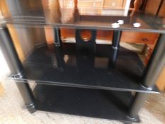 BLACK GLASS THREE TIER TV CABINET