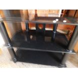 BLACK GLASS THREE TIER TV CABINET