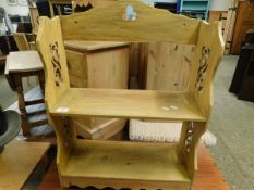 BEECHWOOD FRAMED BOOKCASE WITH PIERCED AND OPEN SIDES AND BACKS WITH TWO FIXED SHELVES