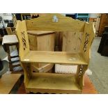 BEECHWOOD FRAMED BOOKCASE WITH PIERCED AND OPEN SIDES AND BACKS WITH TWO FIXED SHELVES