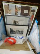 BAG CONTAINING MIXED PRINTS, PICTURE FRAMES ETC