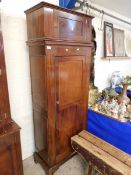 MAHOGANY FRAMED SINGLE DOOR WARDROBE WITH TOP BOX