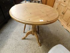 CIRCULAR PINE PEDESTAL KITCHEN TABLE ON TRIPOD BASE