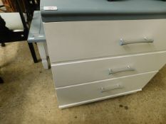 UPCYCLED PINE FRAMED RECTANGULAR PAINTED COFFEE TABLE TOGETHER WITH A FURTHER FOUR FULL WIDTH DRAWER