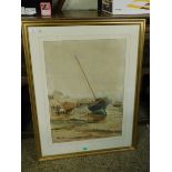 WILLIAM DALGLISH, SIGNED AND DATED AUG 1879, WATERCOLOUR, COASTAL SCENE WITH FISHER FOLK AND FISHING