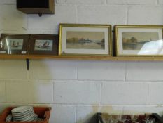 PAIR OF MIXED MEDIA PICTURES OF SHIPS TOGETHER WITH A PAIR OF WATERCOLOURS BY A MARSH (4)