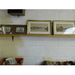 PAIR OF MIXED MEDIA PICTURES OF SHIPS TOGETHER WITH A PAIR OF WATERCOLOURS BY A MARSH (4)