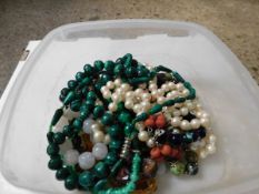 BOX CONTAINING MIXED NECKLACES ETC