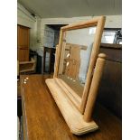 PINE FRAMED DRESSING TABLE MIRROR WITH COLUMN SUPPORTS