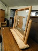 PINE FRAMED DRESSING TABLE MIRROR WITH COLUMN SUPPORTS