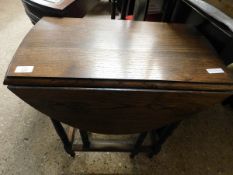 OAK FRAMED CIRCULAR DROP LEAF GATE LEG TABLE