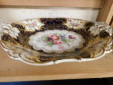 19TH CENTURY COALPORT HAND DECORATED OVAL DISH (A/F)