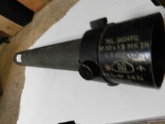MID-20TH CENTURY BLACK FINISHED BRASS SIGHTING TELESCOPE, TEL SIGTG, NO 50 X 1.9, NK IS, OS 1015 GA,