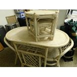 BAMBOO OVAL KITCHEN TABLE AND TWO CHAIRS TOGETHER WITH TWO SIDE TABLES (5)