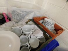 THREE BOXES OF WHITE GLAZED TEA/DINNER WARES (3)