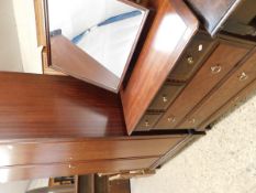 TWO PIECE STAG MINSTREL BEDROOM SUITE COMPRISING A FIVE DRAWER MIRRORED BACK CHEST AND A DOUBLE DOOR