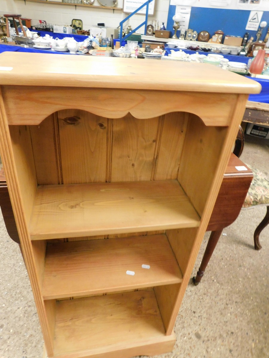 MODERN PINE FRAMED NARROW TWO FIXED SHELF BOOKCASE