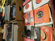 FOUR BOXES OF MIXED VINYL RECORDS TOGETHER WITH SINGLES (4)