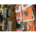 FOUR BOXES OF MIXED VINYL RECORDS TOGETHER WITH SINGLES (4)