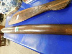 MIXED LOT: COMPRISING TWO VARIOUS AUSTRALIAN 20TH CENTURY HARDWOOD WOOMERAS/SPEAR THROWERS (BOTH