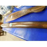 MIXED LOT: COMPRISING TWO VARIOUS AUSTRALIAN 20TH CENTURY HARDWOOD WOOMERAS/SPEAR THROWERS (BOTH