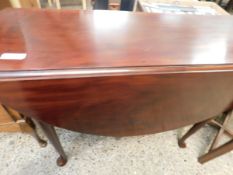 MAHOGANY FRAMED DROP LEAF CIRCULAR TABLE ON PAD FEET