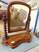 19TH CENTURY MAHOGANY BARLEY TWIST DRESSING TABLE MIRROR