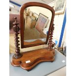 19TH CENTURY MAHOGANY BARLEY TWIST DRESSING TABLE MIRROR