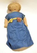 Art Fabric Mills, New York, printed cloth doll of a lady wearing blue dress ,printed to foot