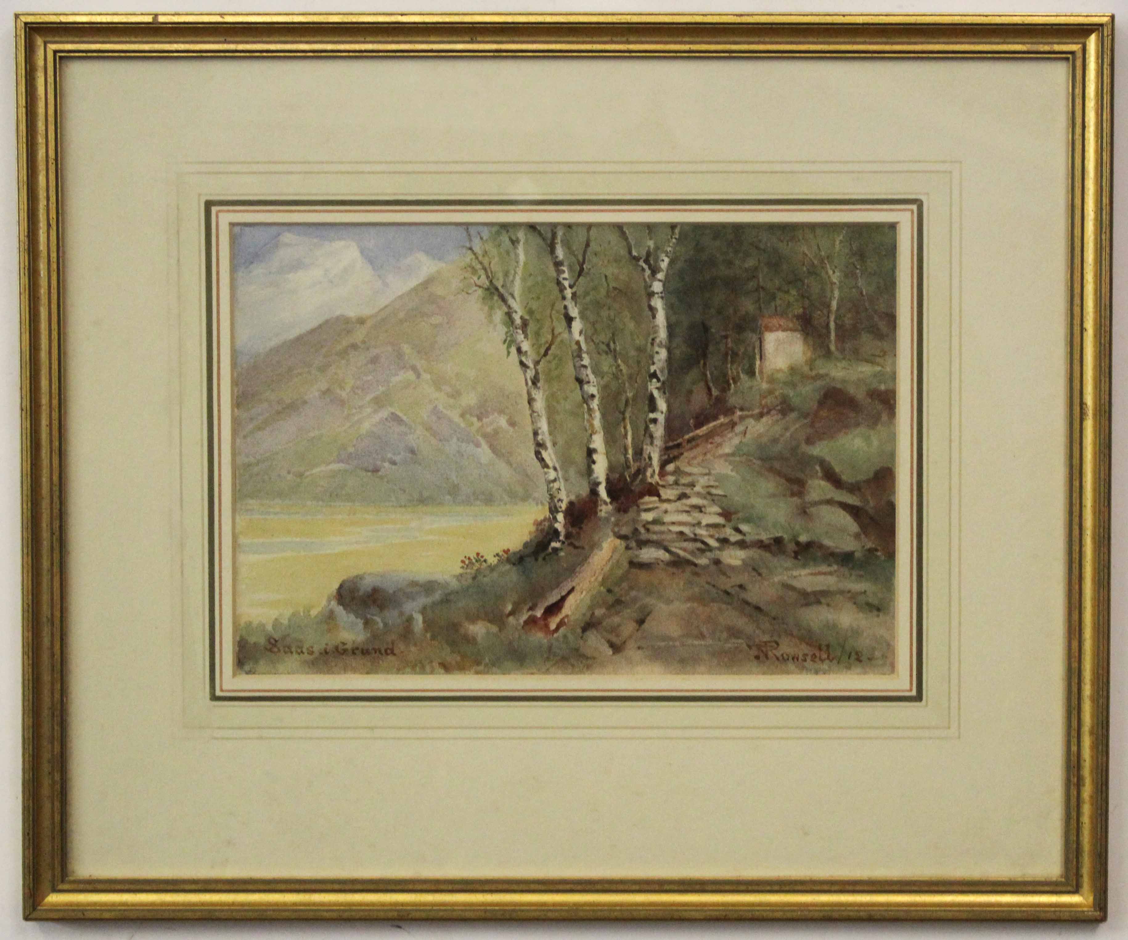 T Rowsell, signed and dated 12, watercolour, inscribed "Baas I Grund", 23 x 33cm
