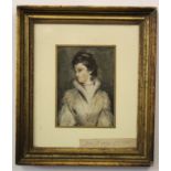 19th century English School watercolour, Jane, Duchess of Gordon, 14 x 10cm