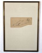 Unsigned pencil drawing, Sleeping nude, 8 x 24cm, Provenance: Siri Colvin - Hampstead Heath
