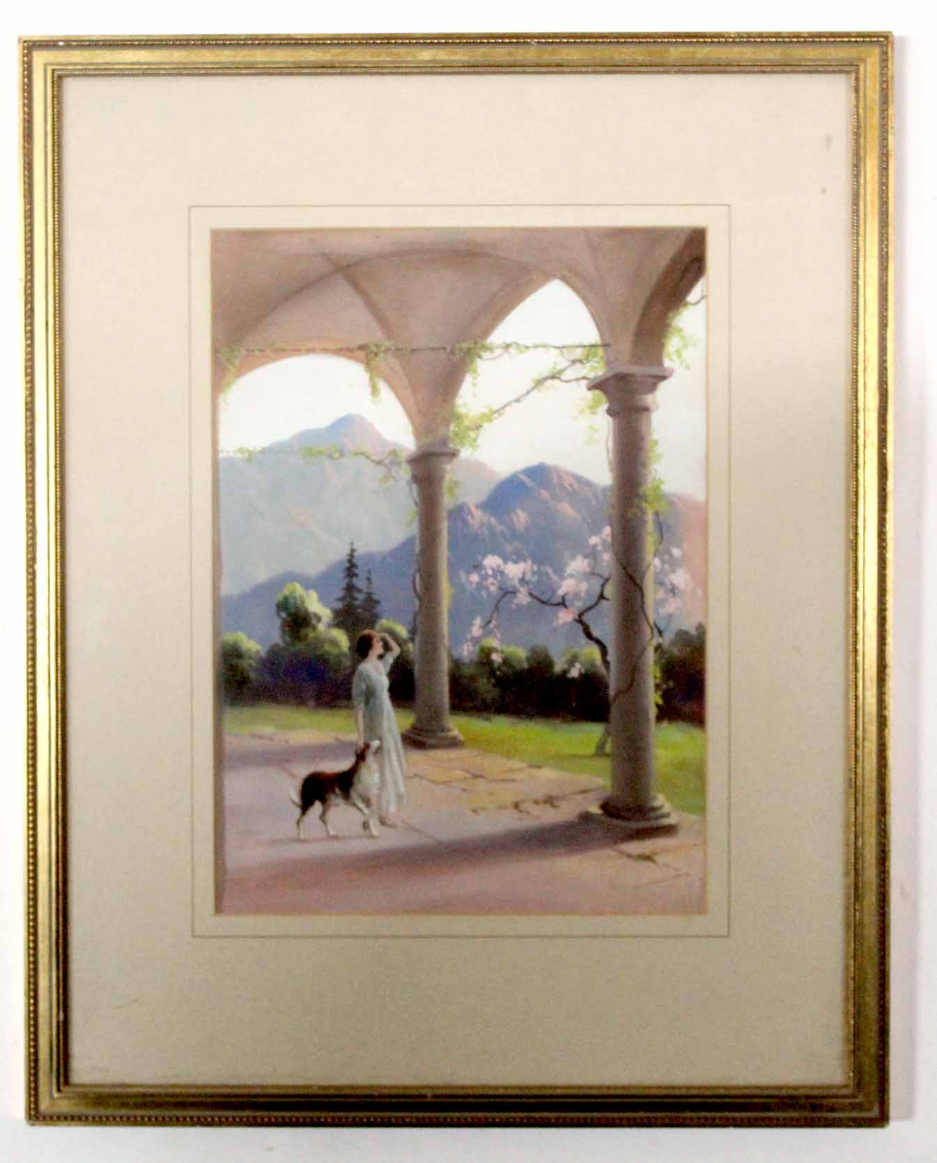 R Cooper, one signed, pair of gouache, Italian gardens, 33 x 24cm (2) - Image 2 of 2